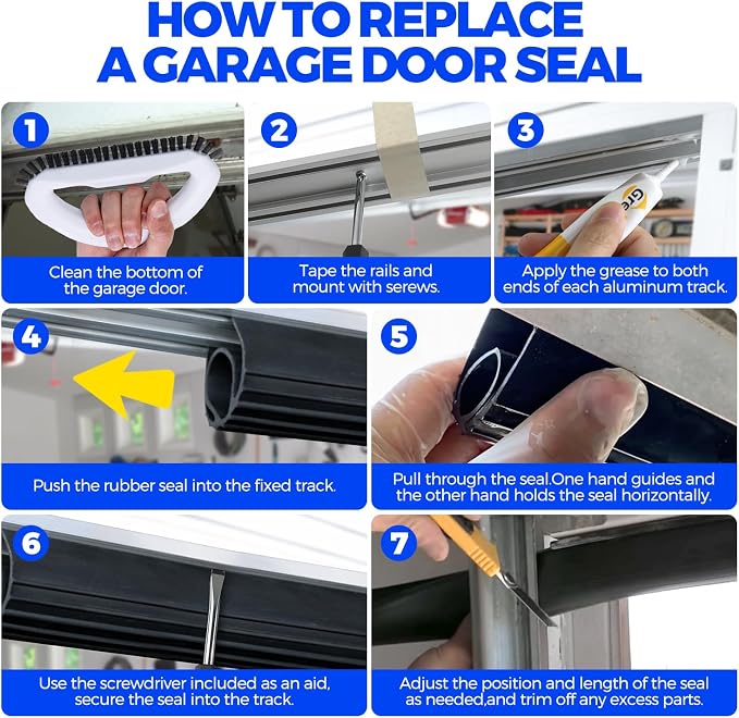 Holikme 10FT Garage Door Bottom Seal, Pre-drilled Track, U+O Rubber Seal - Image 6