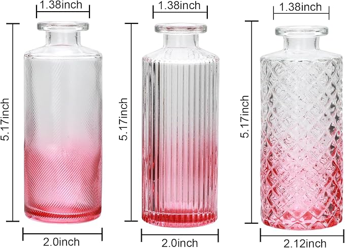 Pink Glass Bud Vase Set in Bulk, Home Table, Flower Decor, Party Decorations - Image 2