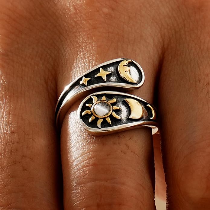 Spoon Rings for Women 925 Sterling Silver Sunflower Adjustable Thumb Spoon Rings Celtic Knot Promise Engagement Statement Boho Vintage Finger Open Antique Rings Jewelry