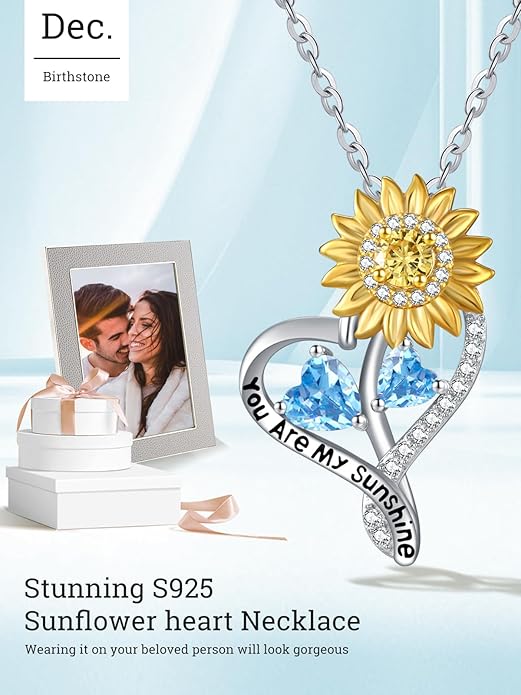 Valentine's Day Gifts for Wife 925 Sterling Silver Double Birthstone Pendant Necklaces I Love You for Always and Forever Necklace Anniversary Birthday Gifts for Wife Girlfriend Mom Her