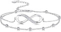 Sterling Silver Infinity Anklet for Women - 7 inches - Silver
