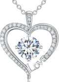 Moissanite Heart Necklaces for Women, 1-3 Carat Moissanite 925 Sterling Silver Love Jewelry, Valentines Day Birthday Wedding Anniversary Engagements Gifts for Women Wife Girlfriend Mom Her
