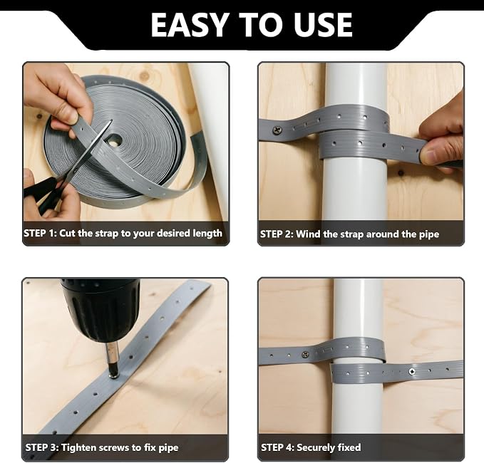 Plastic Hanger Strap 3/4 Inch x 50 FT, Heavy Duty Strong Support Flexible Pipe - Image 4