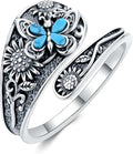 JKR Turquoise Spoon Rings for Women Sterling Silver Vintage Antique Thumb Ring Boho Jewelry Anniversary Birthday Gift for Wife Her Mom