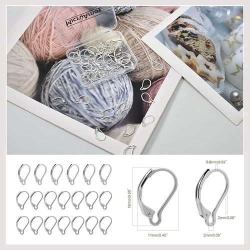 100Pcs Silver Filled Leverback Earwires French Earring Hooks,Hypoallergenic Dangle Ear Wire Findings for DIY Jewelry Making Supplies (Silver-French Leverback Earwires)