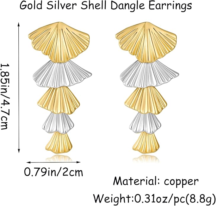 Gold/Silver Shell Dangle Earrings for Women Seashell Drop Dangle Earrings Ocean Beach Earrings Summer Jewelry
