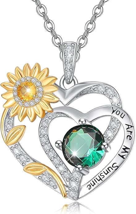 Valentine's Day Gifts for Wife 925 Sterling Silver Double Birthstone Pendant Necklaces I Love You for Always and Forever Necklace Anniversary Birthday Gifts for Wife Girlfriend Mom Her