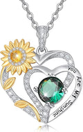 Valentine's Day Gifts for Wife 925 Sterling Silver Double Birthstone Pendant Necklaces I Love You for Always and Forever Necklace Anniversary Birthday Gifts for Wife Girlfriend Mom Her