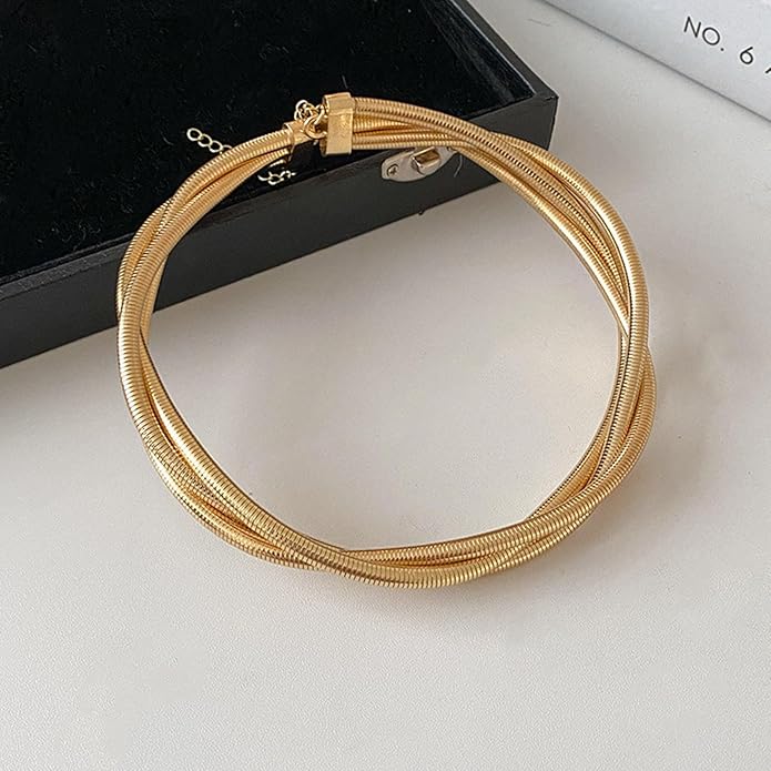 Chunky Gold Snake Chain Choker for Women Stainless Steel Layered Collar Necklace Punk Gothic Y2K Statement Jewelry Gift