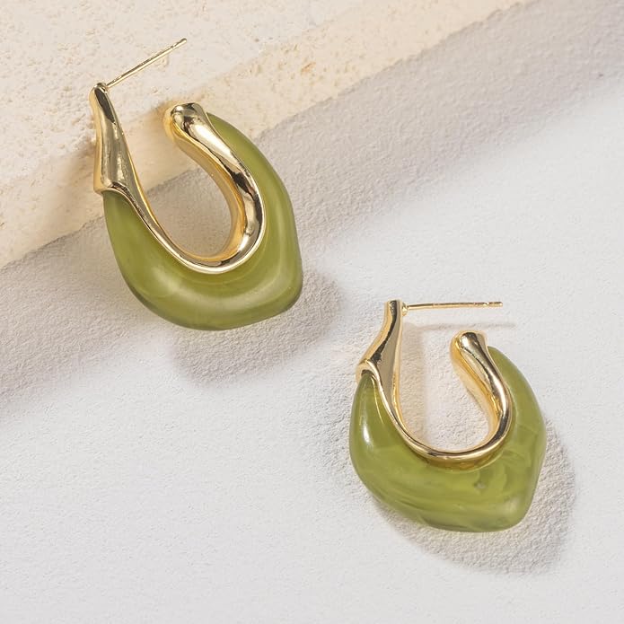 Acrylic Hoop Earrings Chunky Huggie Statement Vintage Earrings Cute Resin Drop Earring Trendy Jewelry Gifts for Women