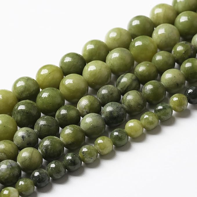 Natural Chinese Green Jade Beads Gemstone Round Loose Beads for Jewelry Making DIY Bracelet Necklace 12mm 32pcs 15" Inch