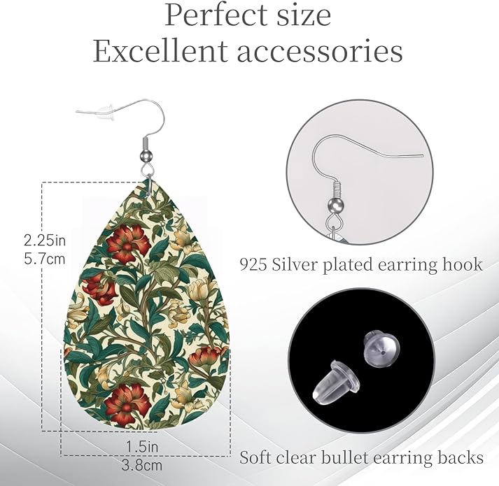 Teardrop Style Leather Earrings Outer Layer Silver Plating Hypoallergenic, Fashion Accessories Suitble Casual Outfits Parties Daily Wear for Sister Mom Wife Friends