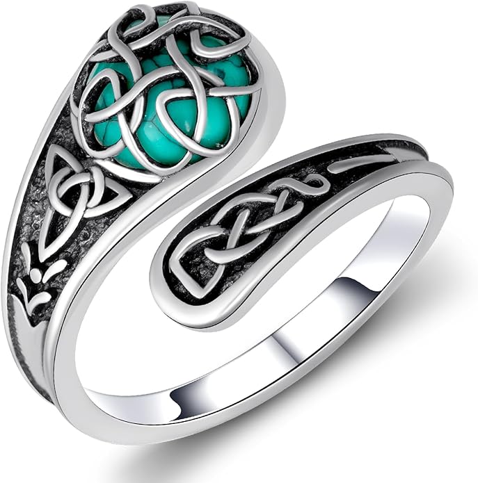 Spoon Rings for Women 925 Sterling Silver Turquoise Spoon Rings Vintage Thumb Rings Jewelry Gifts for Women Men