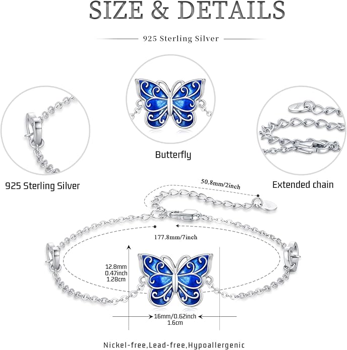 Dragonfly Bracelet 925 Sterling Silver Butterfly Bracelet Adjustable Celtic Moon Bracelet Irish Celtic Jewelry Gifts for Women