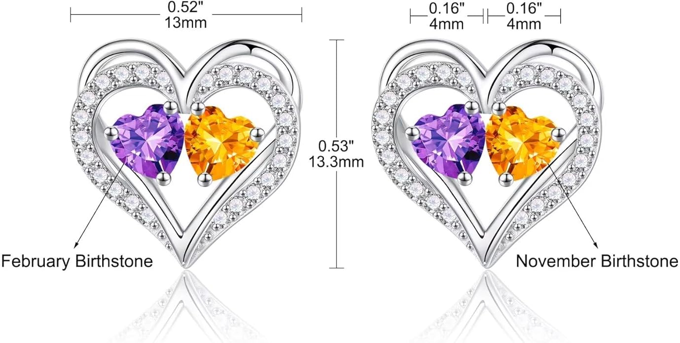 Iefil Valentines Day Gifts for Her - 925 Sterling Silver Birthstone Earrings, Anniversary Birthday Gifts for Women Wife Girlfriend Mom