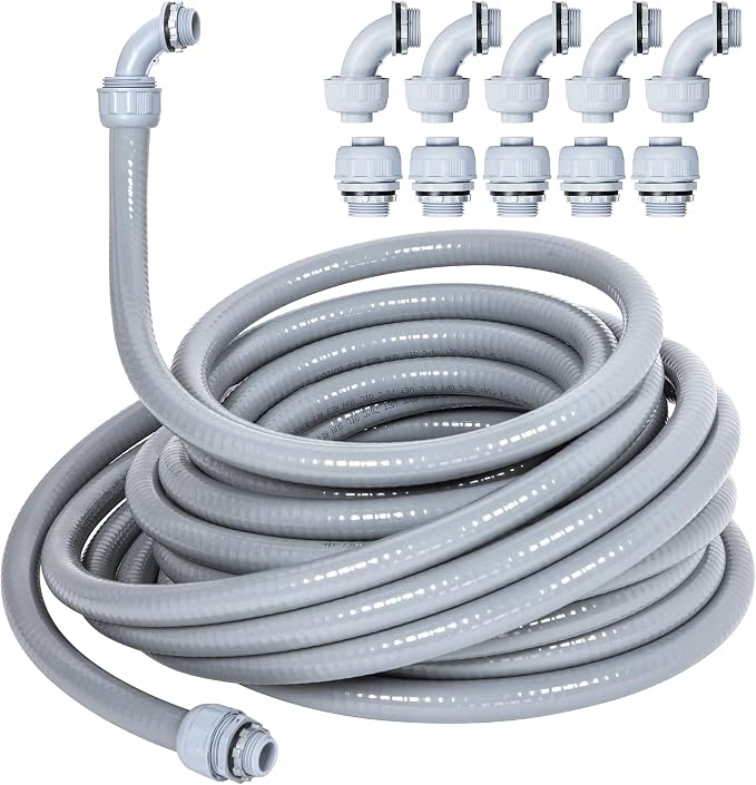 Neoaider 1/2 Inch 25FT Liquid Tight Conduit and Connector Kit | Flexible Non by Neoaider