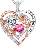 Iefil Valentines Day Gifts for Her - Sterling Silver Birthstone Necklace Anniversary Birthday Gifts for Her Wife Mom Daughter