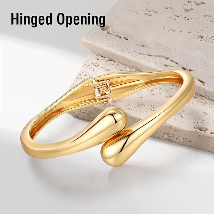 Chunky Gold Bangle Bracelets for Women Trendy 14K Gold Plated Cuff Bracelets Stack, Dainty Bracelet Sets Fashion Jewelry Gift