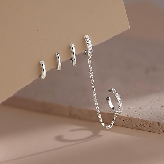 Small Gold Huggie Hoop Earrings Set for Women Men Hypoallergenic 14K Plated Stack Cartilage Earrings, Multiple Piercing Lightweight Mini Thin Cute Dainty Trendy Jewelry Set Christmas Gifts for Women