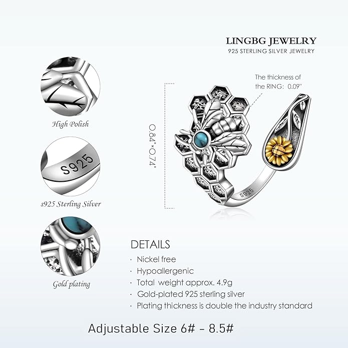Spoon Rings for Women 925 Sterling Silver Sunflower Adjustable Thumb Spoon Rings Celtic Knot Promise Engagement Statement Boho Vintage Finger Open Antique Rings Jewelry