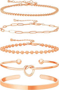 Gold Bracelets for Women, 14K Gold Plated Chain Bracelets Set for Women, Elegant Adjustable Bracelet Stack Jewelry Gifts for Womens