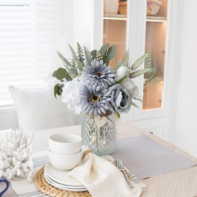 Fake Flowers in Vase with a Flower Arrangement, Silk Artificial Flowers in Vase - Image 8