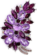 LAXPICOL Vintage Green Austrian Crystal Flower Leaf Bouquet Clusters Large Big Brooch Pin for Women Gold Tone