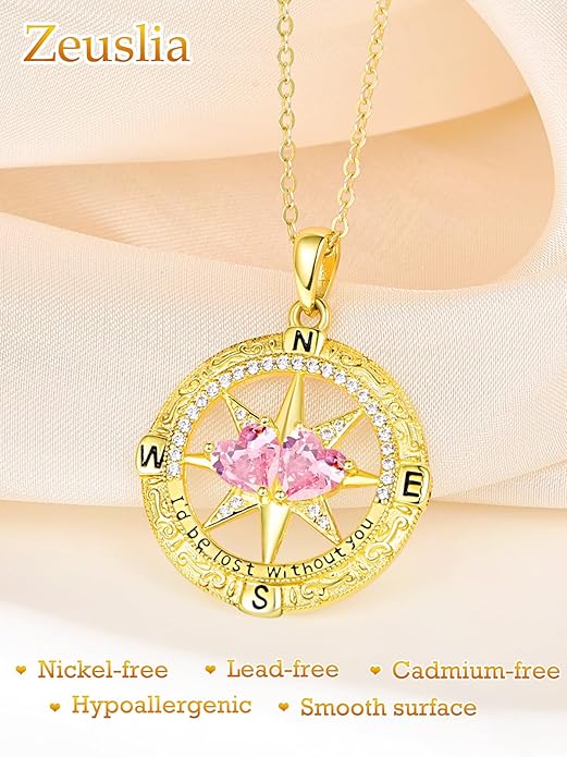 Valentine's Day Gifts for Wife 925 Sterling Silver Double Birthstone Pendant Necklaces I Love You for Always and Forever Necklace Anniversary Birthday Gifts for Wife Girlfriend Mom Her