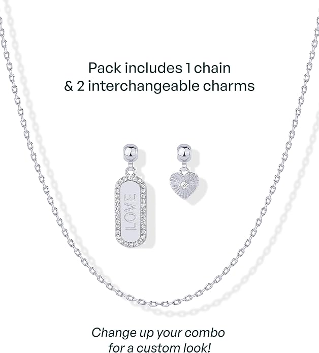PAVOI 14K Gold Plated Dainty Necklace with Charms Set - Hypoallergenic Adjustable Chain Gold Charm Necklace for Women - Small Motif & Mantra 2 and 3-Pack Removable Pendants - Cute Jewelry Gifts