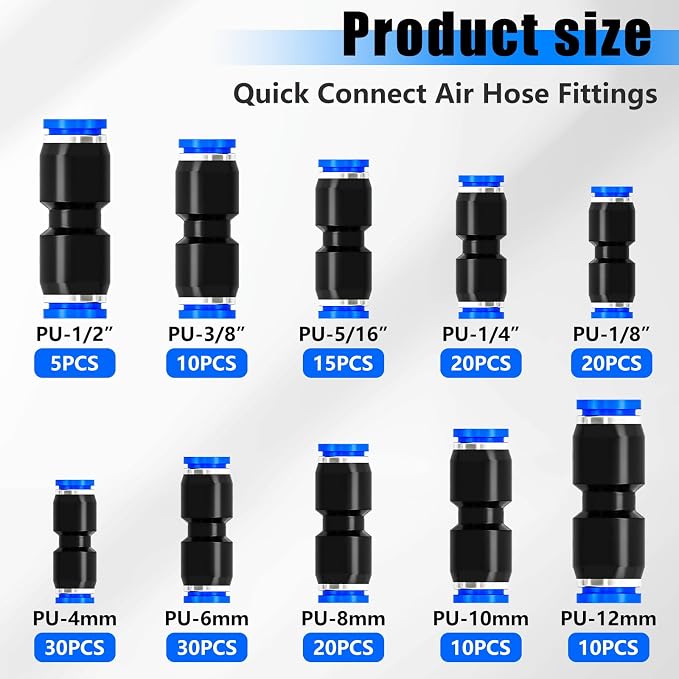mxuteuk 170PCS Quick Connect Air Hose Fittings, 1/8 1/4 5/16 3/8 1/2 inch & - Image 3