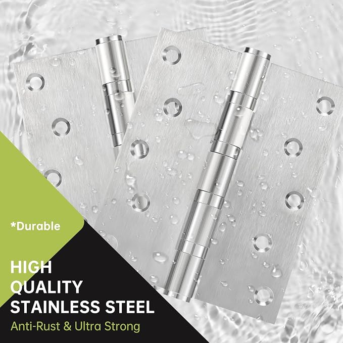 5" Ball Bearing Door Hinges 6 Pack, Heavy Duty Stainless Steel Hinge 5 x 4 Inch - Image 5