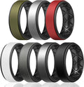 Egnaro Silicone Rings for Men 1/4/5/6/7 Multipack of Breathable Mens Silicone Rubber Wedding Rings Bands - Step Edge
