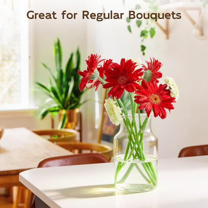 Clear Glass Vase, 8 inch Glass Flower Vase - Image 7