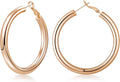 sovesi Chunky Gold Hoop Earrings for Women with 925 Sterling Silver Post, 14K Gold Plated Small Thick Gold Hoops Earrings for Women