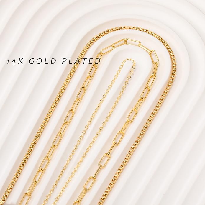 Natural Freshwater Baroque Pearl Necklace 14K Gold Plated Dainty Choker Necklace for Women Girls Snake Chain/Cuban Link/Paperclip/Ball Beaded Chain/Tennis Chain Fashion Jewelry for Gift