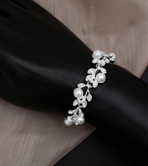 CSY Elegant Bridal Necklace Earrings Bracelets Leaves Shape Wedding Prom Dress Accessories Rhinestones Jewelry Sets for Bride Bridesmaid