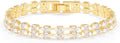 14K Gold Plated Women’s Tennis Bracelet – Sleek CZ Line Bracelet, Fits 6.0"–7.2" Wrist – Sparkly Everyday Jewelry Gift, Contemporary Tennis Bracelets for Women