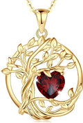 FANCIME Tree of life Birthstone necklace Sterling Silver Pendant Birthstone Necklace Gemstone Anniversary Birthday Jewelry Christmas Gifts for Mom Her Wife