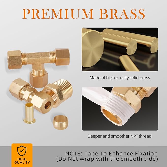 135PCS Brass Compression Fittings Kit-1/8" 3/16" 1/4" 3/8" 1/2" | - Image 2