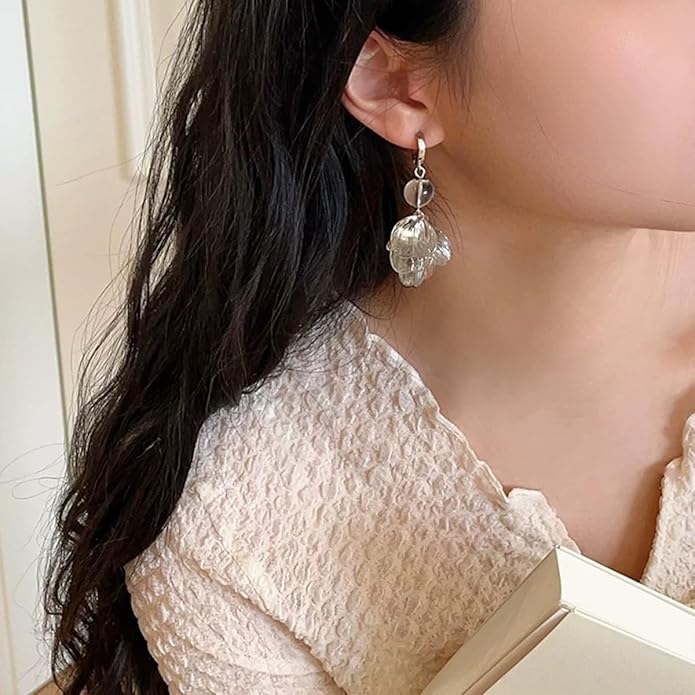 Boho Flower Layered Floral Leaf Drop Dangle Earring For Women,Metal CZ Gold Lightweight Flower Bohemian Gold Petal Exaggerated Jewelry Earrings For Women Brides Party Prom Wedding