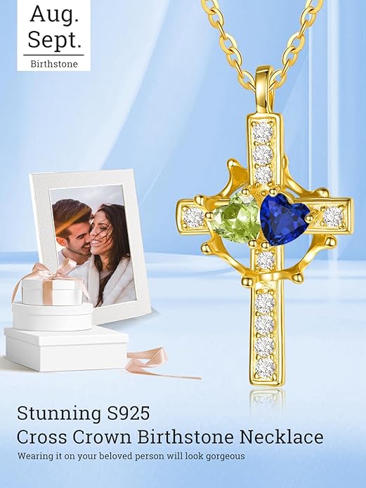 Valentine's Day Gifts for Wife 925 Sterling Silver Double Birthstone Pendant Necklaces I Love You for Always and Forever Necklace Anniversary Birthday Gifts for Wife Girlfriend Mom Her