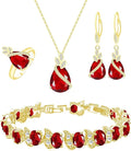GZWHD Jewelry Set for Women CZ Earrings Necklace Ring Bracelet Set Prom Party Wedding Jewelry Gift for Mother Friend Wife