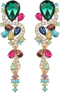 Rhinestone Statement Dangle Earrings Sparkly Crystal Bridal Wedding Earrings for Brides Bridesmaides Chandelier Teardrop Earrings for Women Prom Party