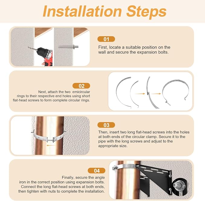 Adjustable 10" Chimney Pipe Wall Support Bracket - Image 4