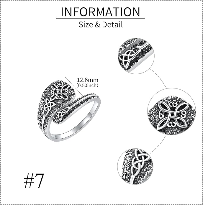 Spoon Rings 925 Sterling Silver Adjustable Hummingbird/Shark/Daisy/Tree Of Life/Dragonfly/Witches Knot/Sea Turtle Ring Thumb Rings Birthday Jewelry Gifts for Women Mother