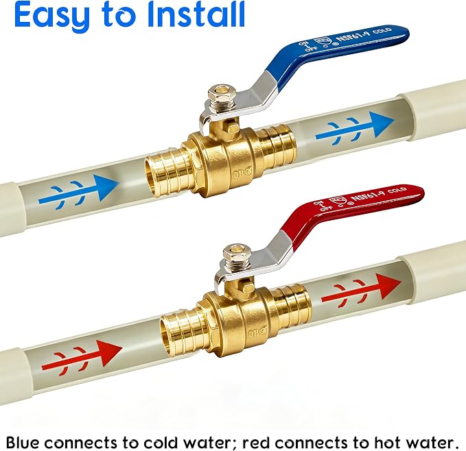Hourleey 10 Pieces 3/4 Inch Pex Brass Full Port Shut Off Ball Valve Hot and Cold - Image 4