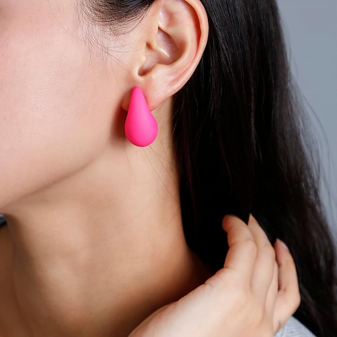 Chunky Acrylic Hoop Earrings, Lightweight Waterdrop Hoops Earrings, Hypoallergenic Trendy Jewelry for Women