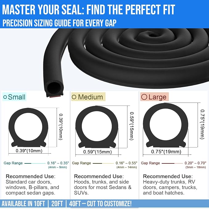 alophoty 20 Ft Rubber Weather Stripping Door Seal, D Shaped Automotive Weather - Image 2