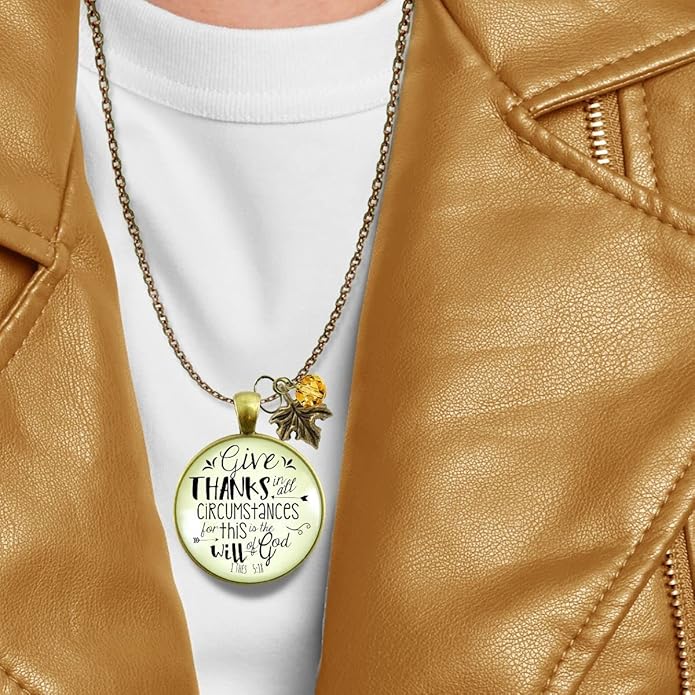 Gutsy Goodness Autumn Necklaces Fall October Theme Pumpkin Spice Halloween Thanksgiving Themed Pendant Message Jewelry