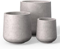 Kante Set of 3 CON Gray Concrete Curved Planters 16.5" 13" 9.4" Dia | Drainage by Unknown